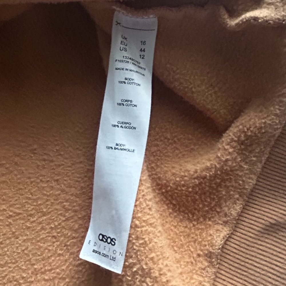 ASOS Mens Cotton Sweatshirt Tan Khaki Sweater Crew Neck Relaxed Casual Fit XL - Picture 9 of 12